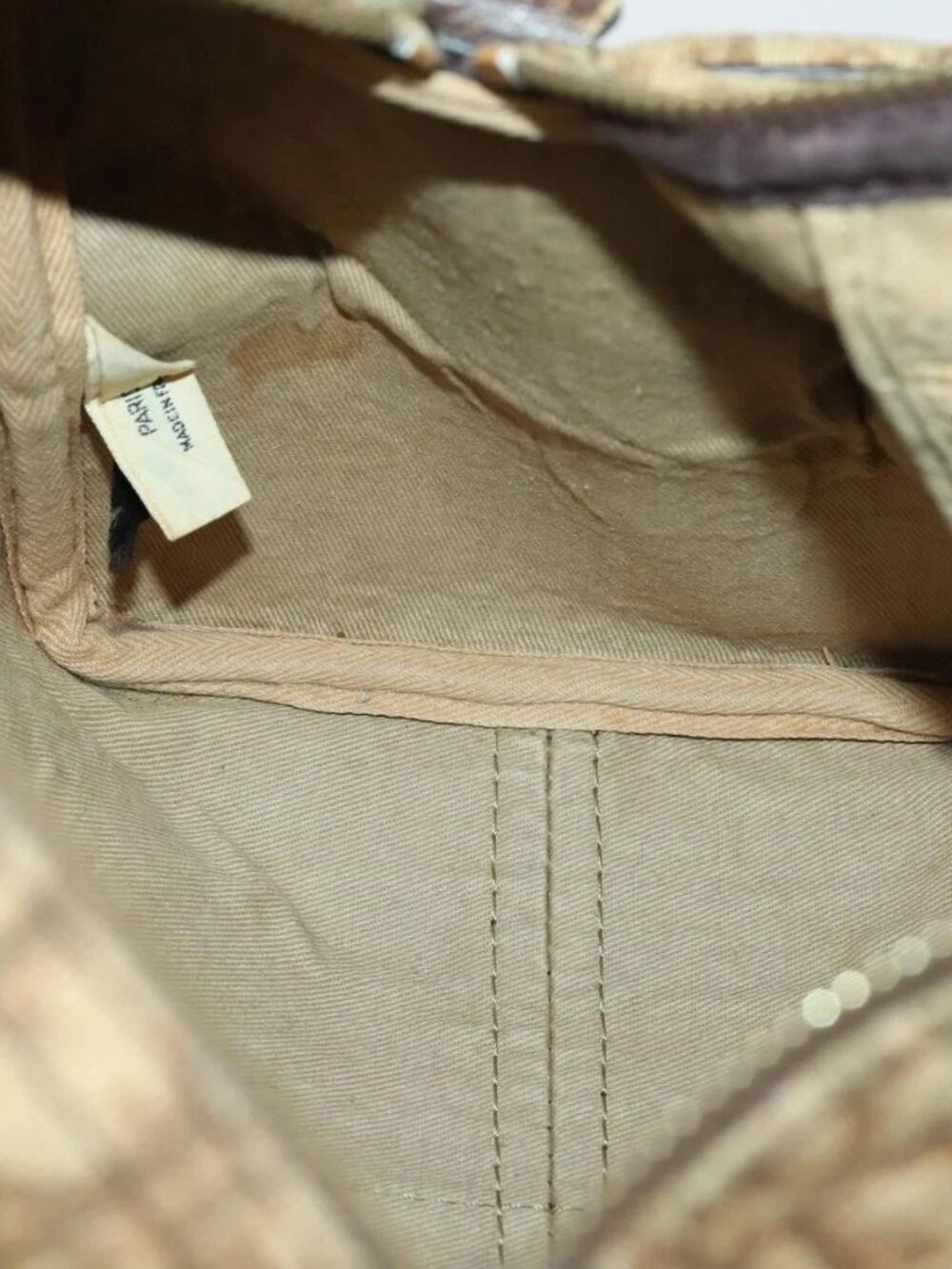 Christian Dior Trotter Canvas Boston Bag Beige Gold Auth 154736 - Picture 10 of 16